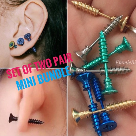 Private Label Jewelry - New 2 PAIR New Colors Stainless Steel | Easy To Wear | Trendy Design | Punk